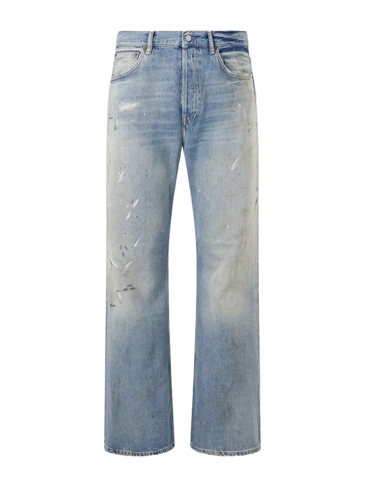 Stain-printed Straight-Leg Cotton Jeans - Men