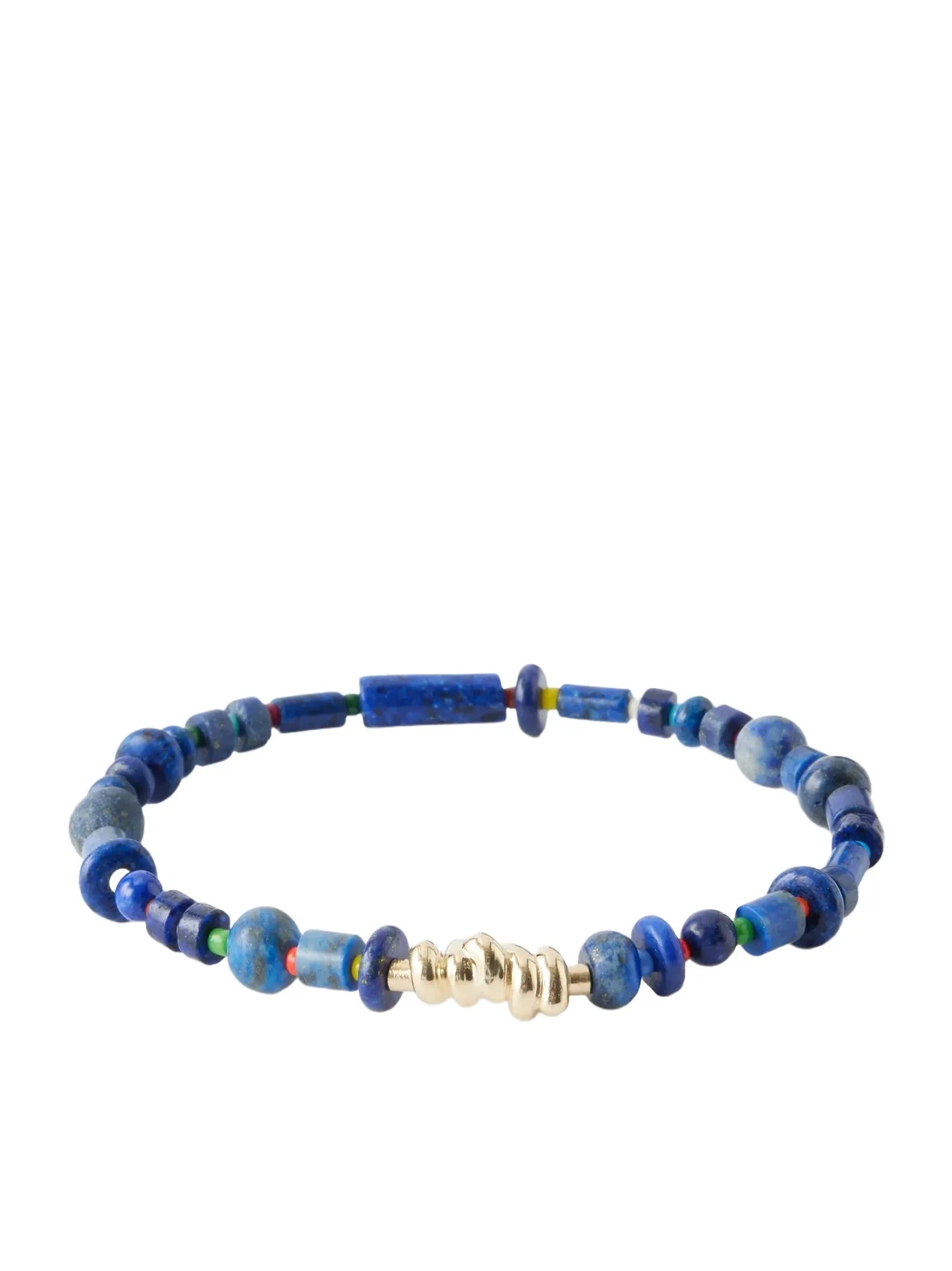 14-Karat Gold Lapis Lazuli Beaded Bracelet - Men 14-Karat Gold Lapis Lazuli Beaded Bracelet - Men