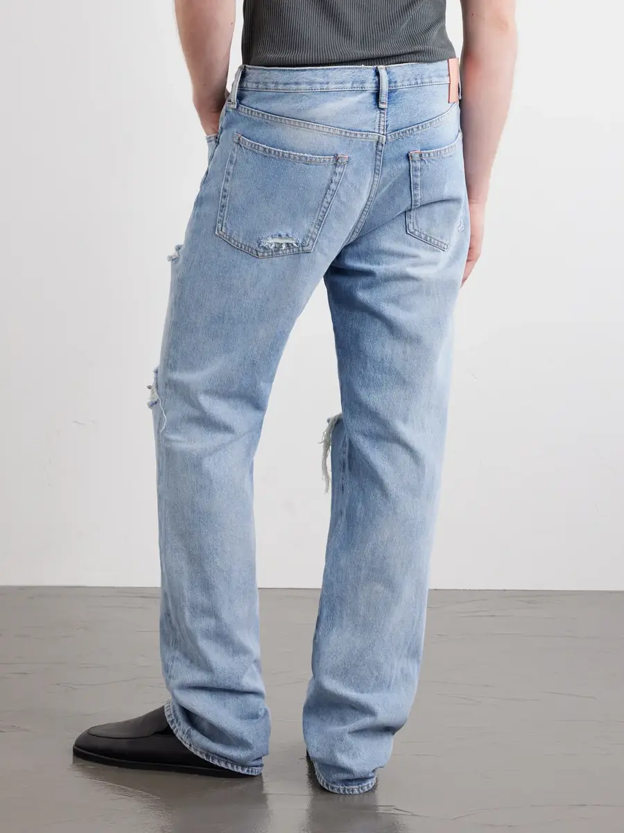 Acne Studios Ripped Straight-Leg Cotton Jeans - Men | Thumbnail 4 Acne Studios Ripped Straight-Leg Cotton Jeans - Men | Thumbnail 4