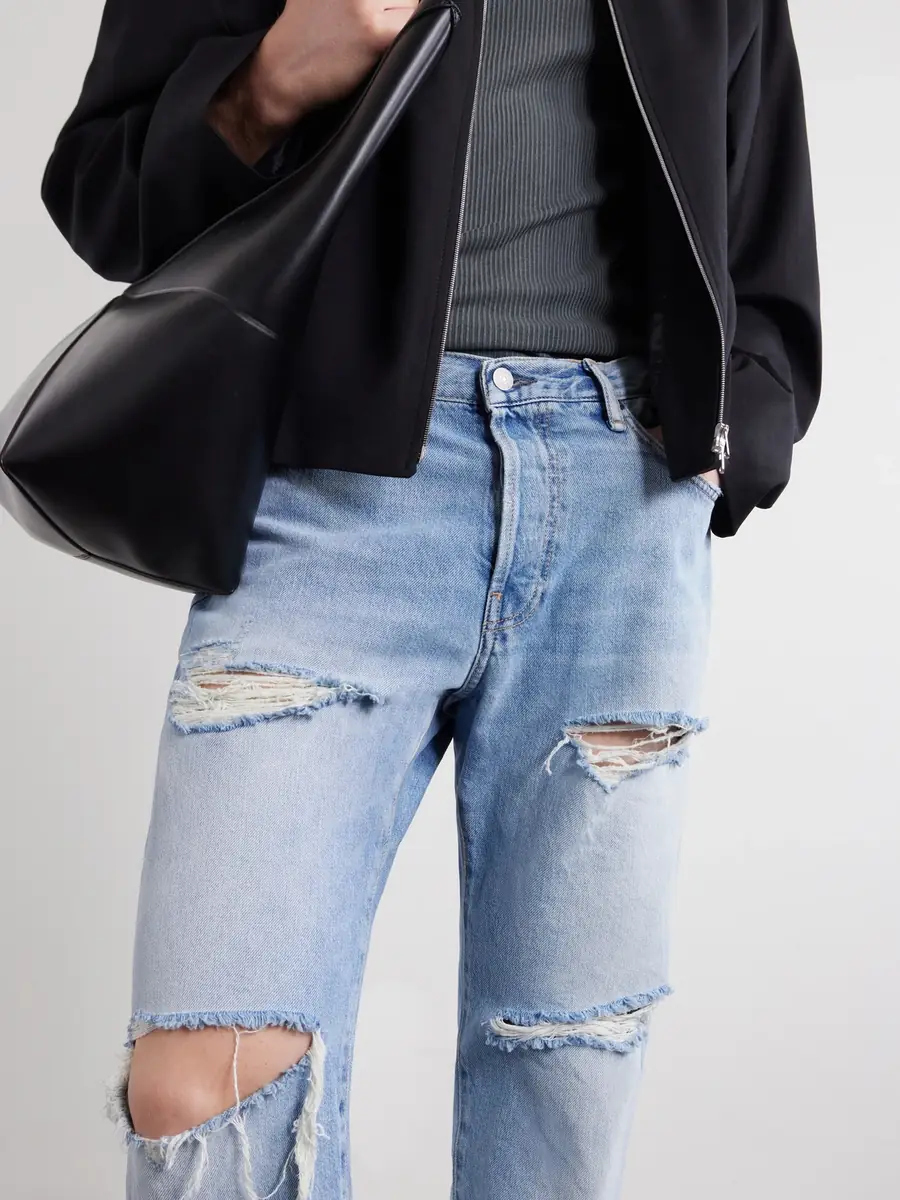 Acne Studios Ripped Straight-Leg Cotton Jeans - Men | Thumbnail 5 Acne Studios Ripped Straight-Leg Cotton Jeans - Men | Thumbnail 5