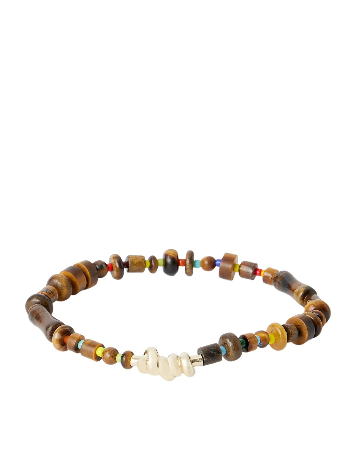 14-Karat Gold Tiger Eye Beaded Bracelet - Men 14-Karat Gold Tiger Eye Beaded Bracelet - Men