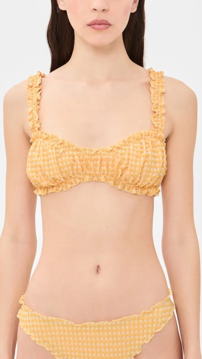Simkhai Evander Seersucker Ruched Bikini Top | Thumbnail 2