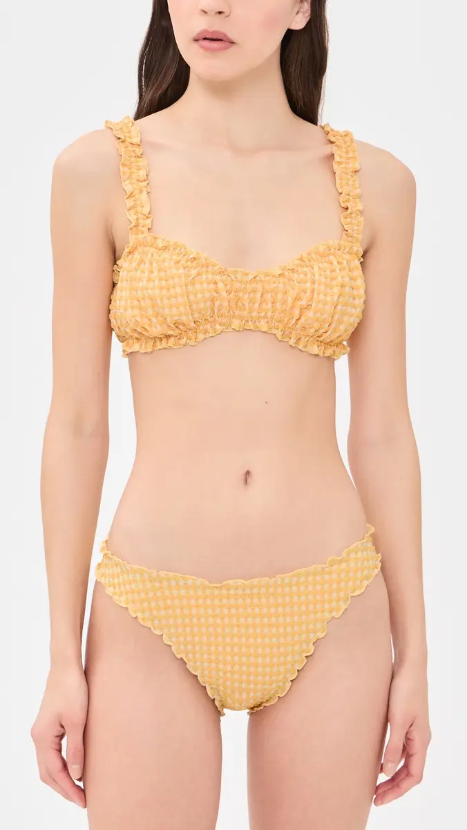 Simkhai Evander Seersucker Ruched Bikini Top | Thumbnail 5