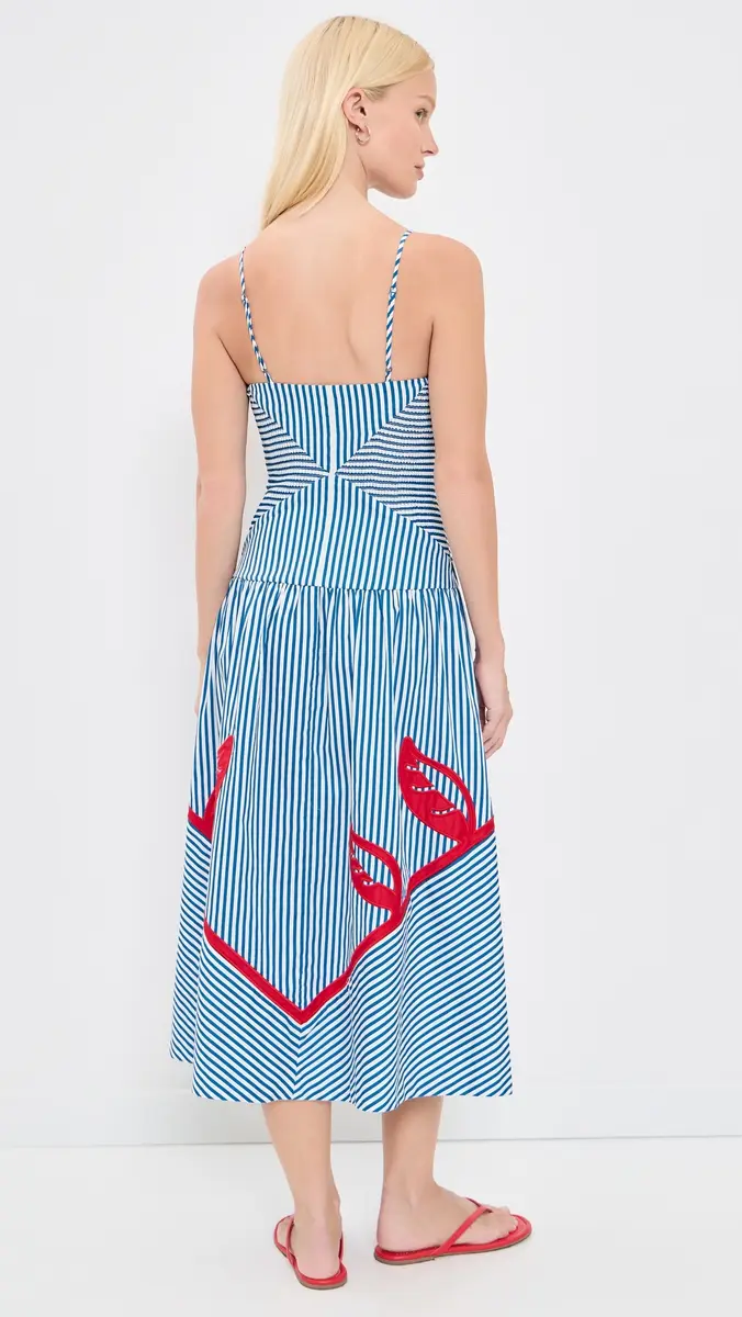 Farm Rio Sky Stripes Blue Sleeveless Midi Dress | Thumbnail 3 Farm Rio Sky Stripes Blue Sleeveless Midi Dress | Thumbnail 3