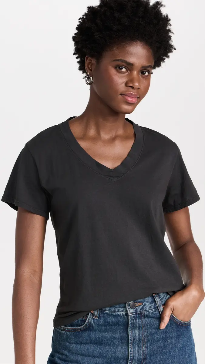 perfectwhitetee Hendrix Cotton Boxy V Neck Tee | Thumbnail 2