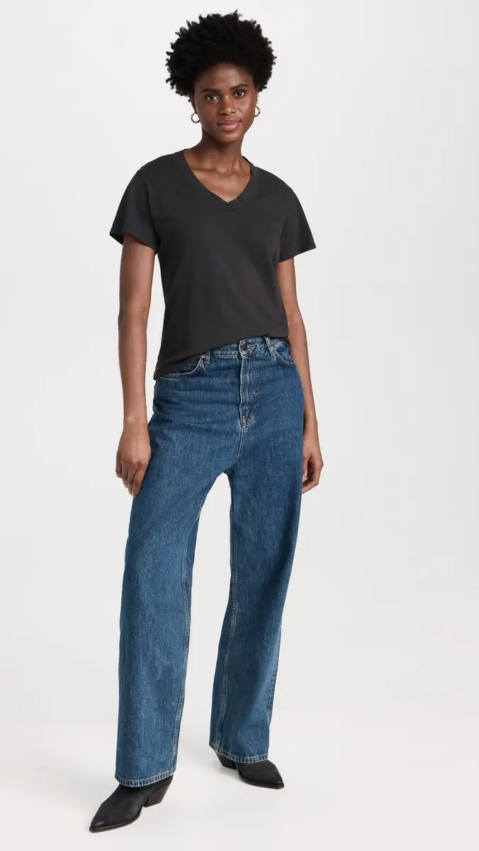 perfectwhitetee Hendrix Cotton Boxy V Neck Tee | Thumbnail 5