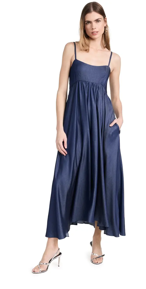 Azeeza Rachel Midi Dress Dark Denim | Image 1 Azeeza Rachel Midi Dress Dark Denim | Image 1