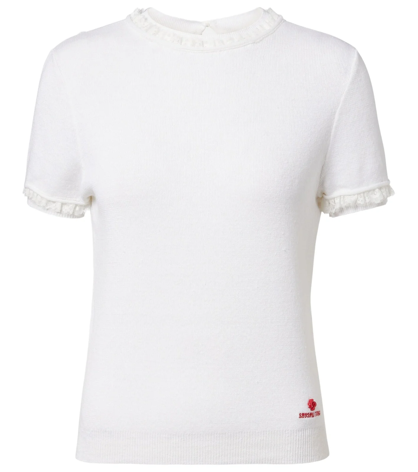 Lace-trimmed linen top Lace-trimmed linen top