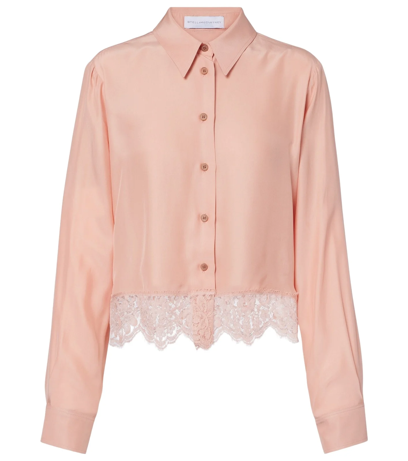 Floral lace-trimmed silk shirt Floral lace-trimmed silk shirt