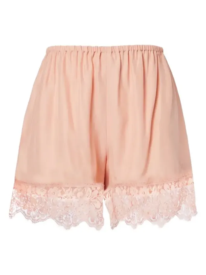 Lace-trimmed silk shorts Lace-trimmed silk shorts