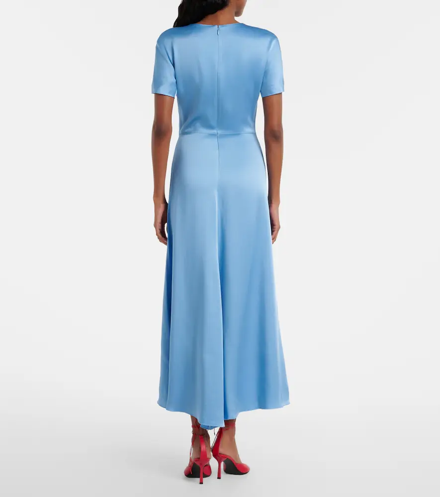 Victoria Beckham Gathered satin midi dress | Thumbnail 5 Victoria Beckham Gathered satin midi dress | Thumbnail 5