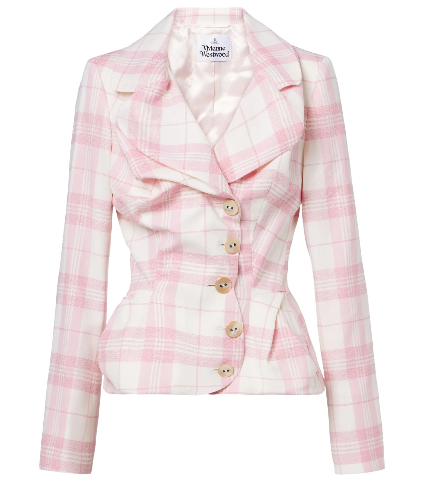 Checked wool-blend blazer