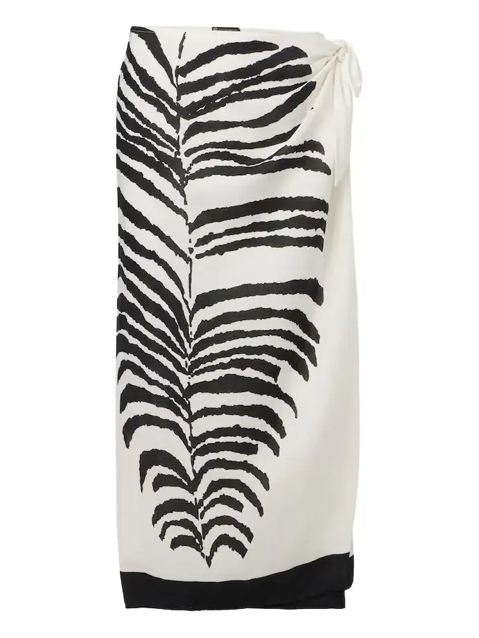 Flora zebra-print linen-blend maxi skirt Flora zebra-print linen-blend maxi skirt
