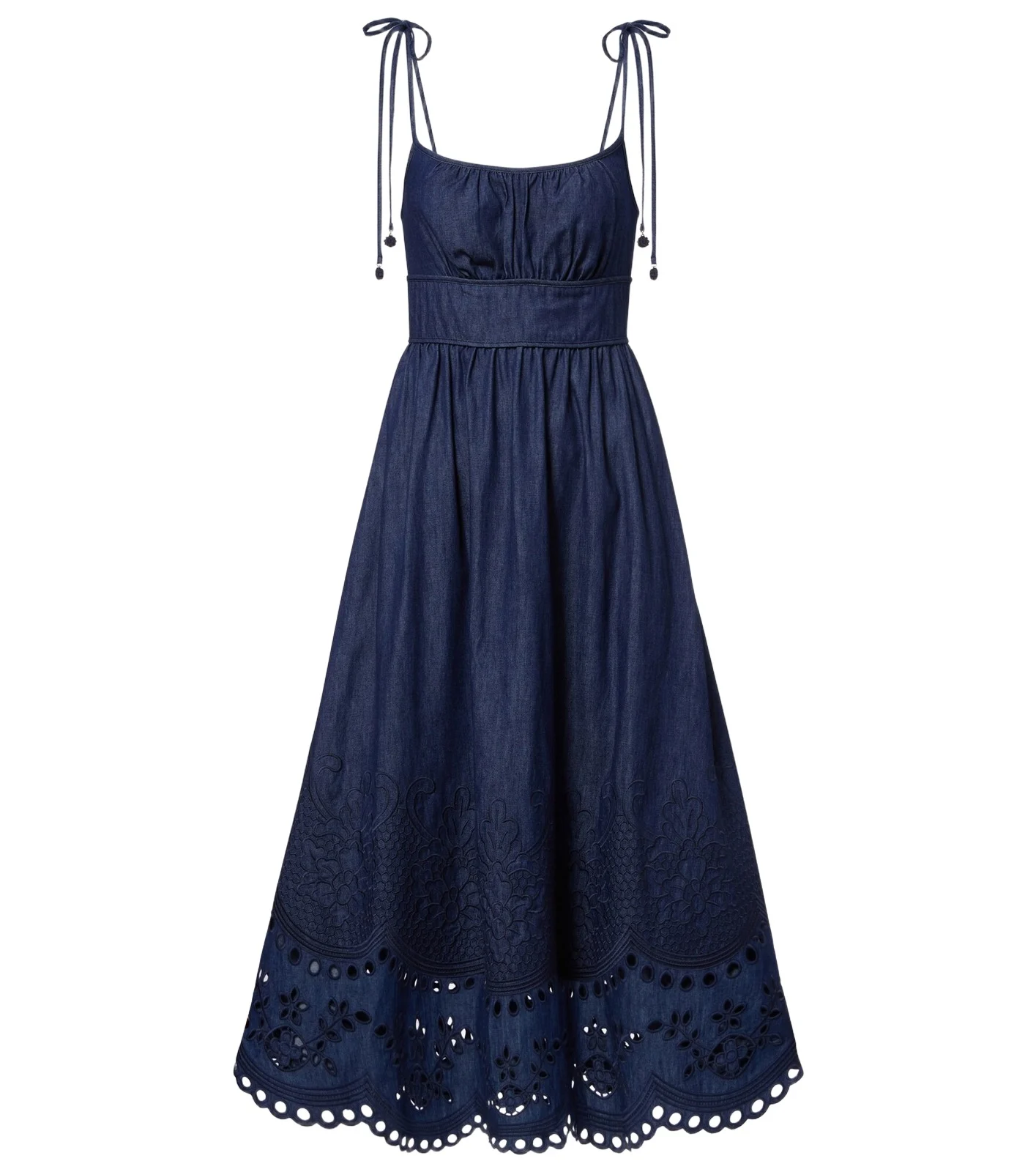Mahon broderie anglaise denim midi dress Mahon broderie anglaise denim midi dress