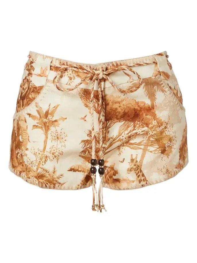 Indra beaded printed linen shorts Indra beaded printed linen shorts