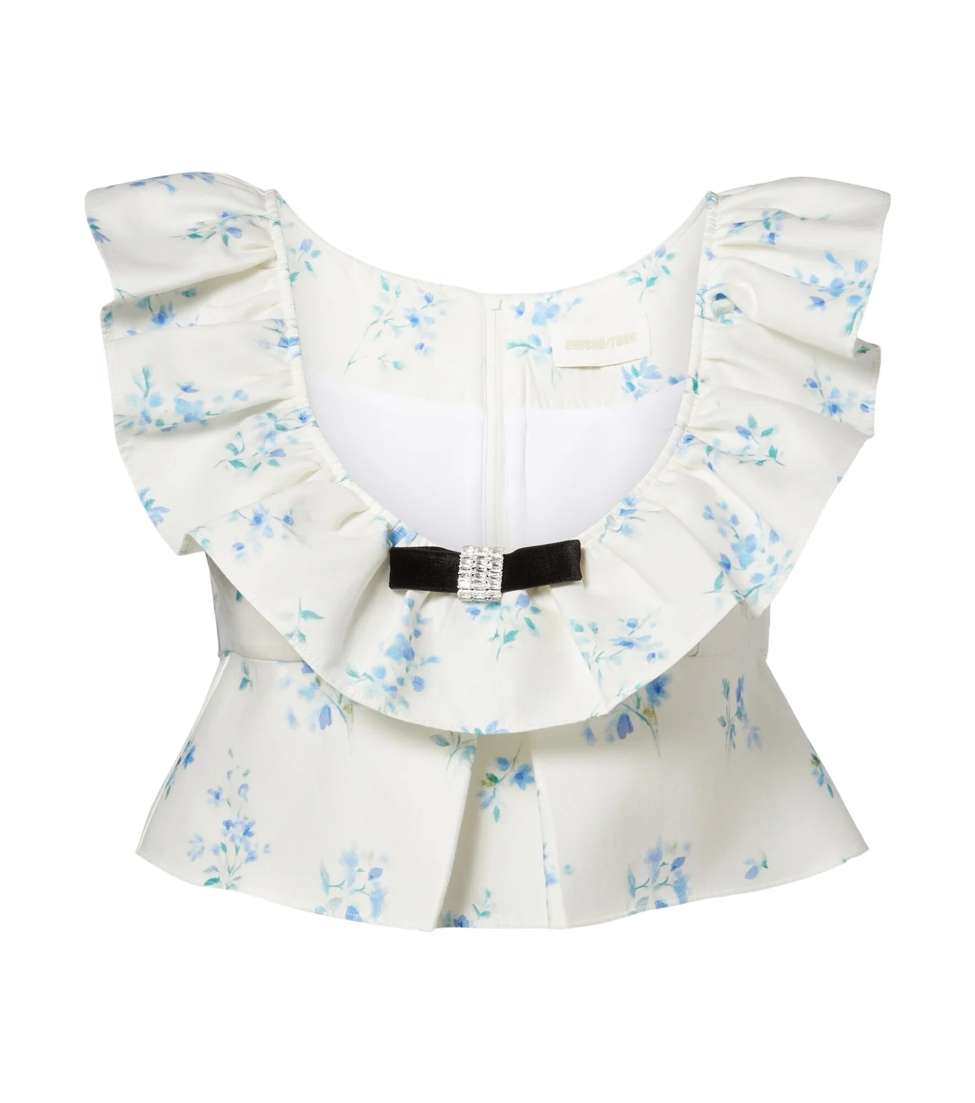 Floral ruffled cotton and silk top Floral ruffled cotton and silk top