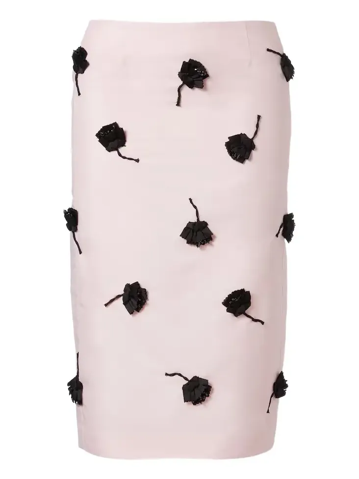Floral-appliqué pencil skirt Floral-appliqué pencil skirt