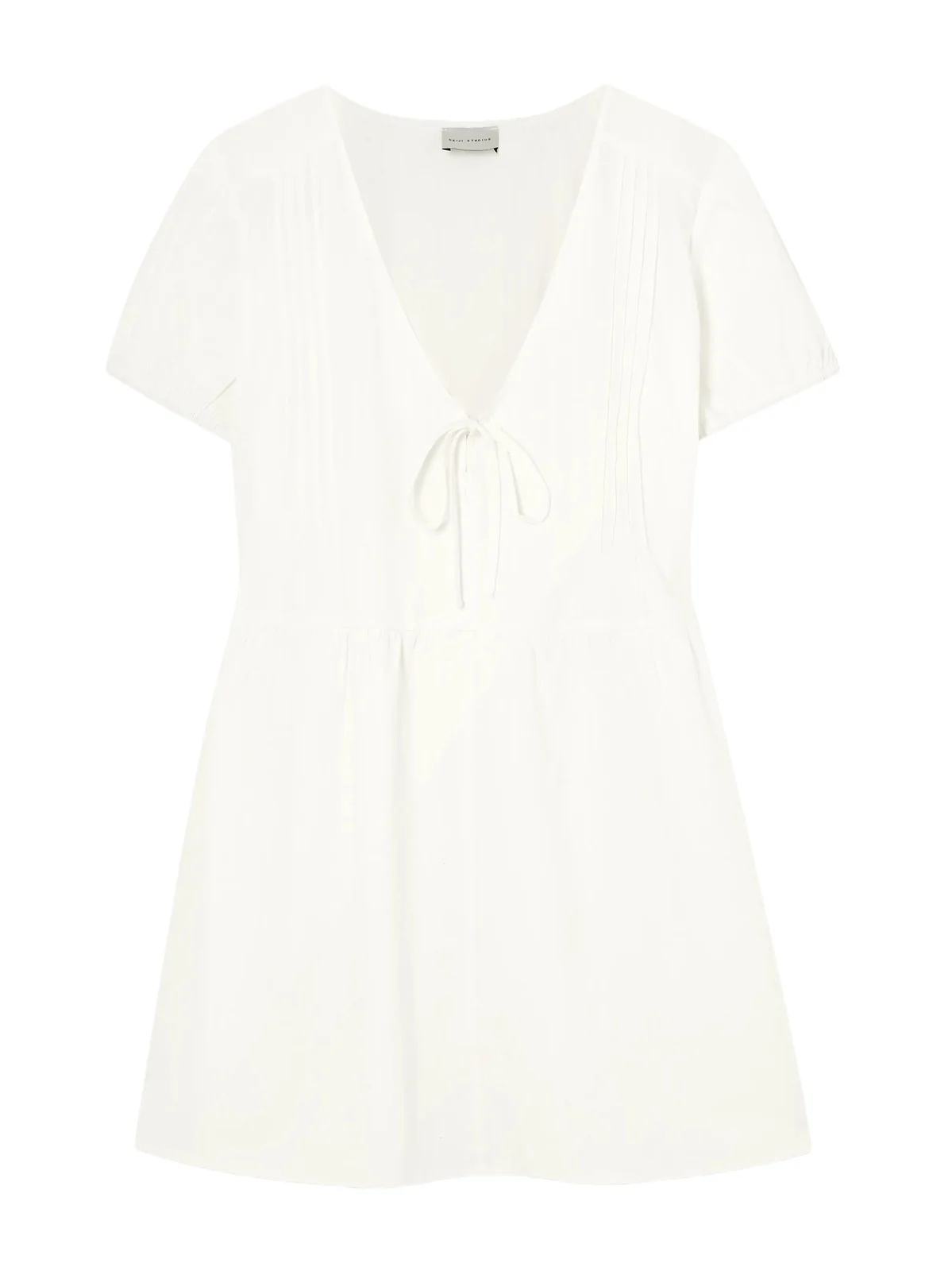 Pintucked Tie-detailed Organic Cotton Mini Dress Pintucked Tie-detailed Organic Cotton Mini Dress