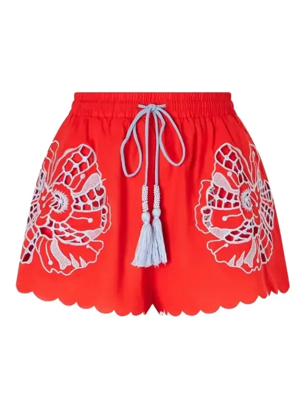 Embroidered Linen-blend Shorts Embroidered Linen-blend Shorts