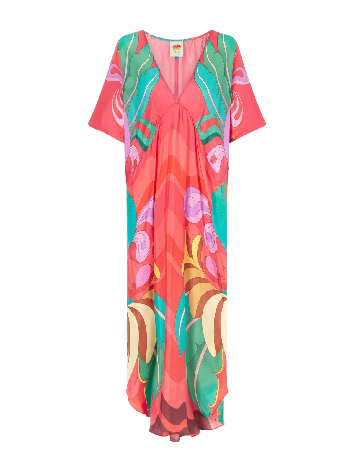 Farm Rio Printed Satin Maxi Dress
