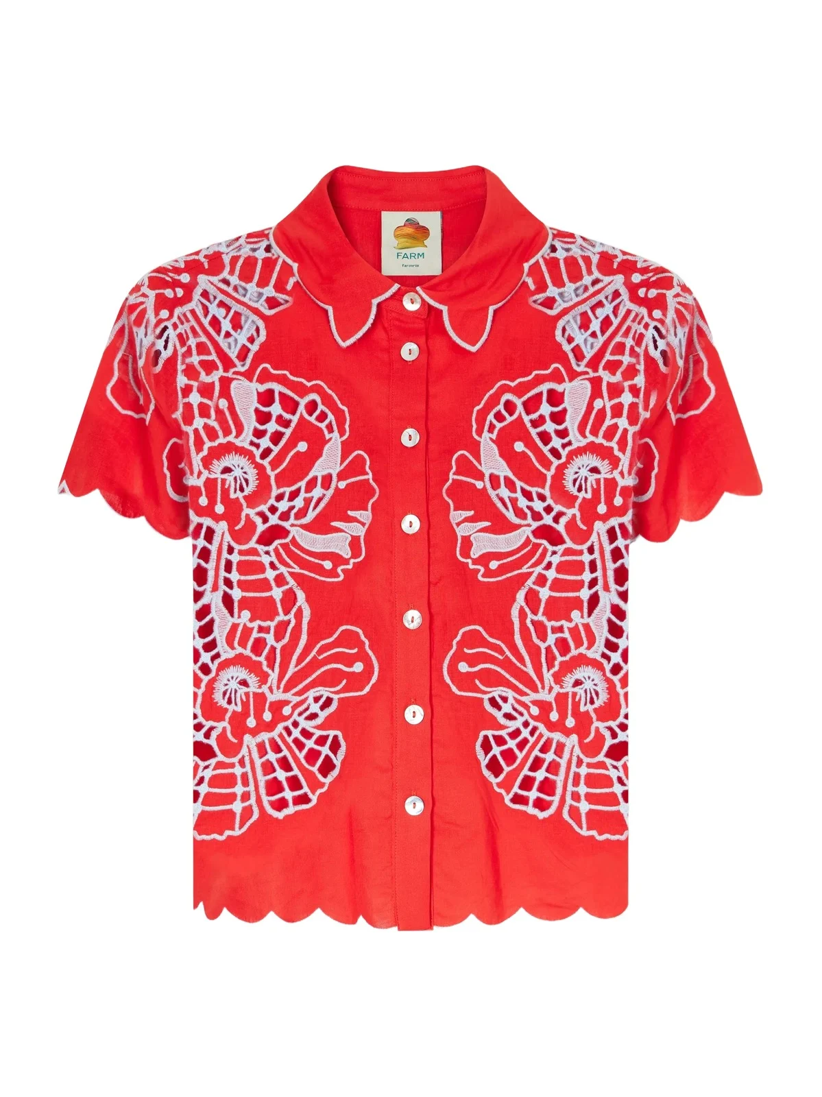 Farm Rio Floral-embroidered Linen-blend Coverup