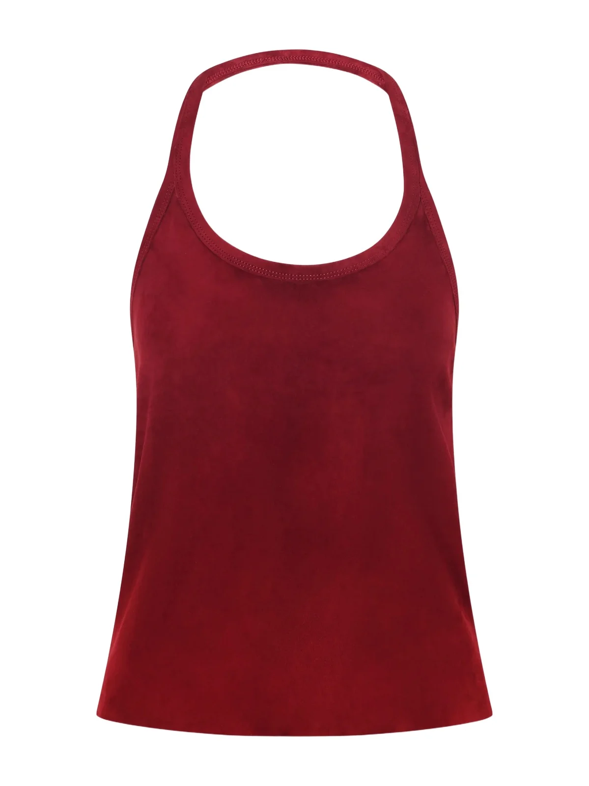 Cherry Open-back Suede Halterneck Tank Cherry Open-back Suede Halterneck Tank