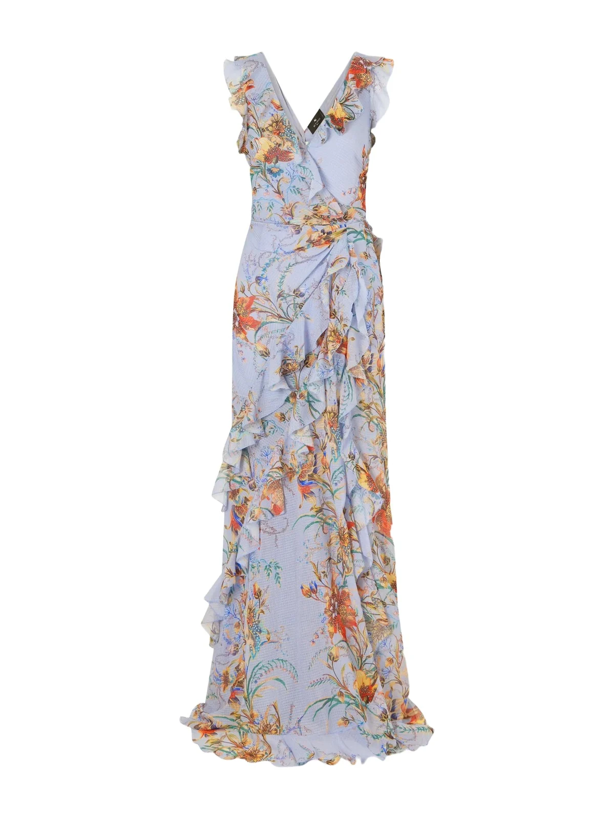 Ruffled Tiered Paisley And Floral-print Satin Maxi Dress