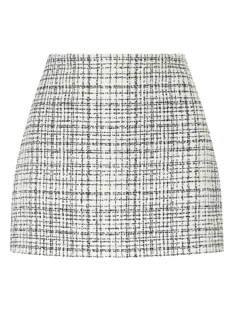 Checked Cotton-blend Tweed Mini Skirt