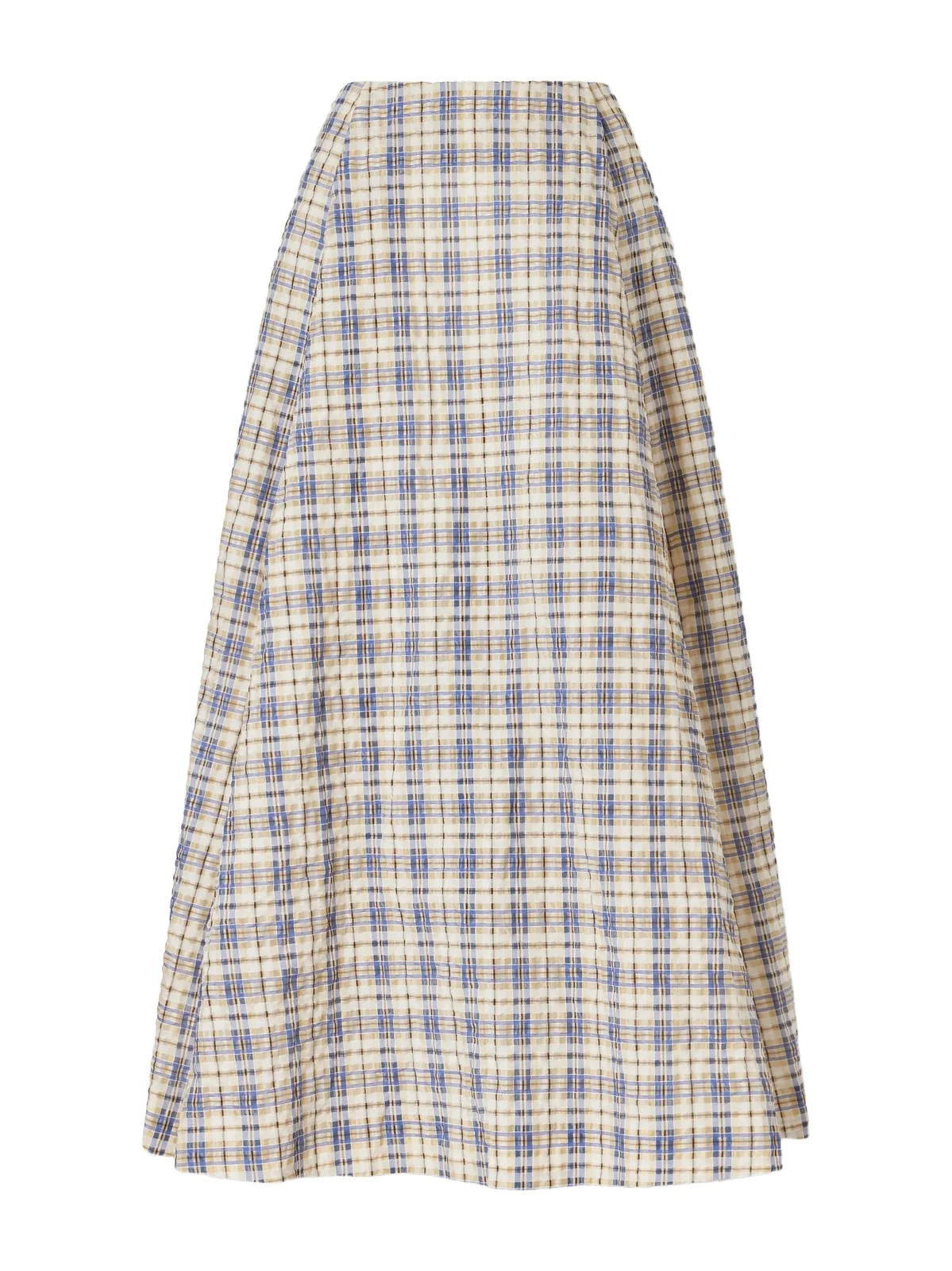 BERNADETTE Checked Seersucker Maxi Skirt