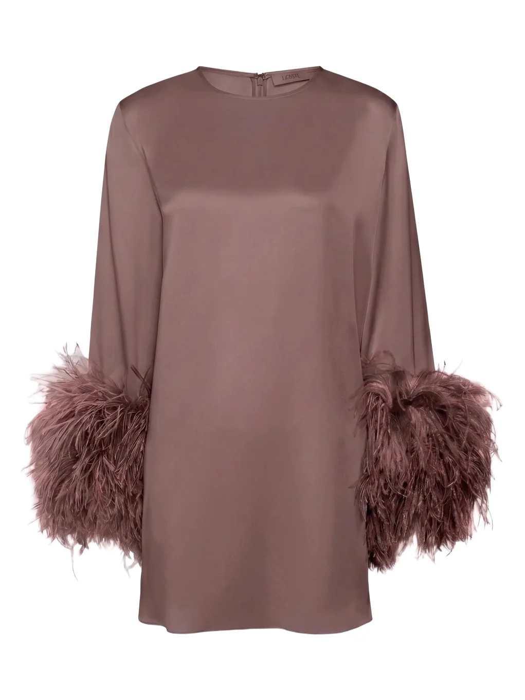Satin Shift Dress With Feathers Satin Shift Dress With Feathers