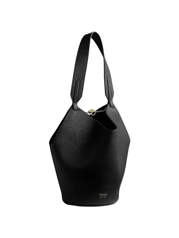 Mini Lotus Tote In Black Pebbled Leather Mini Lotus Tote In Black Pebbled Leather