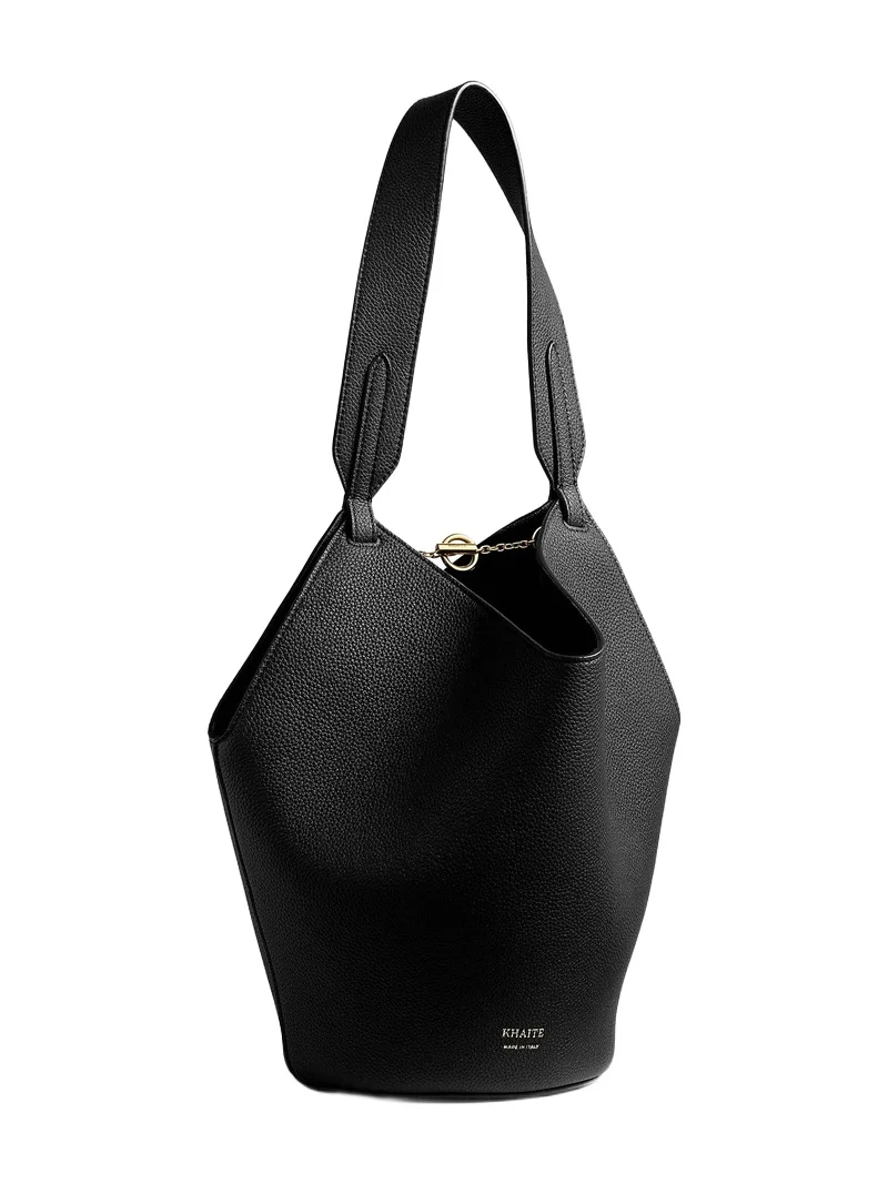 Mini Lotus Tote In Black Pebbled Leather Mini Lotus Tote In Black Pebbled Leather