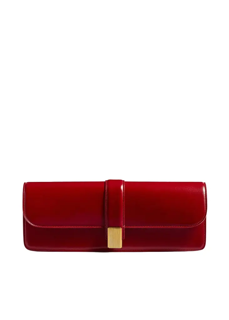 Khaite Blake Clutch In Ruby | Image 1 Khaite Blake Clutch In Ruby | Image 1