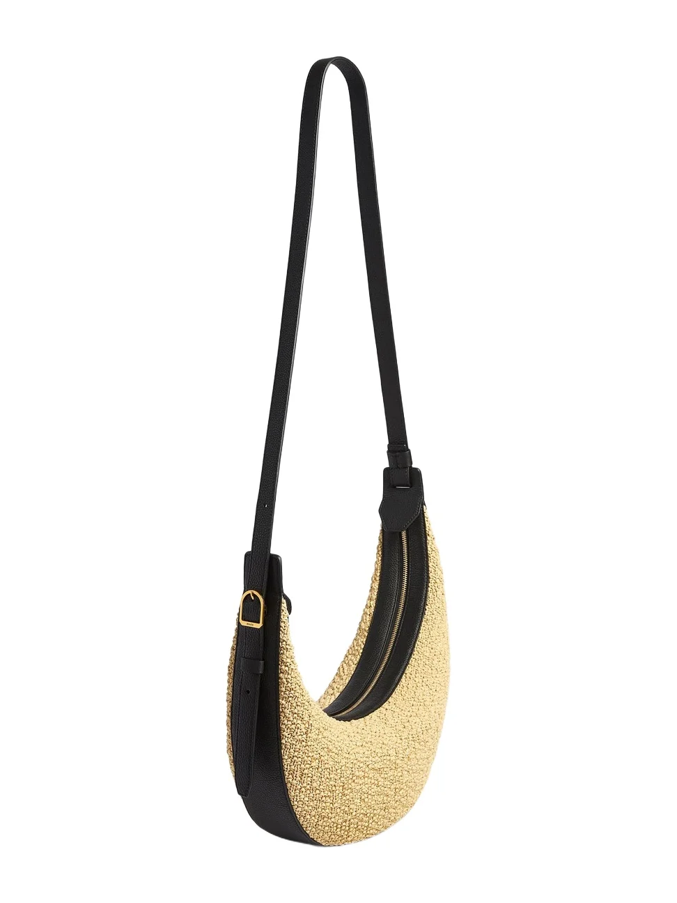 Small Augustina Crossbody Bag In Natural Raffia And Black Leather Small Augustina Crossbody Bag In Natural Raffia And Black Leather