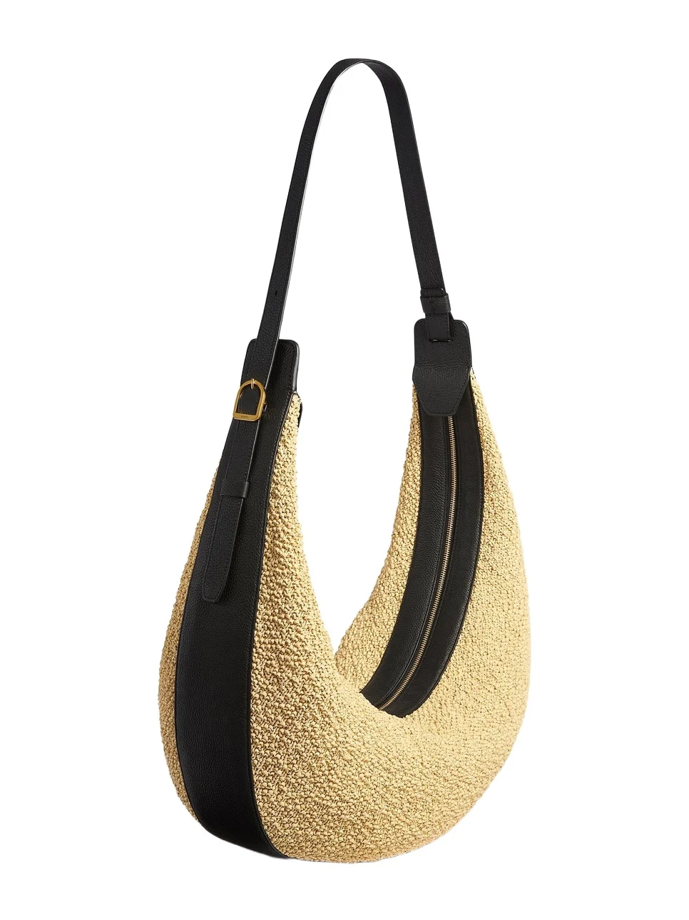 Augustina Hobo In Natural Raffia And Black Leather Augustina Hobo In Natural Raffia And Black Leather