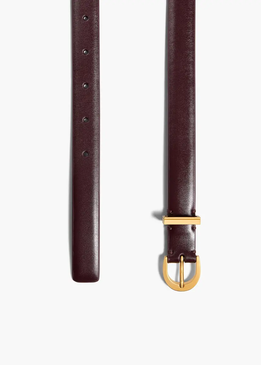 Khaite Luna Belt In Bordeaux Leather With Gold | Thumbnail 2