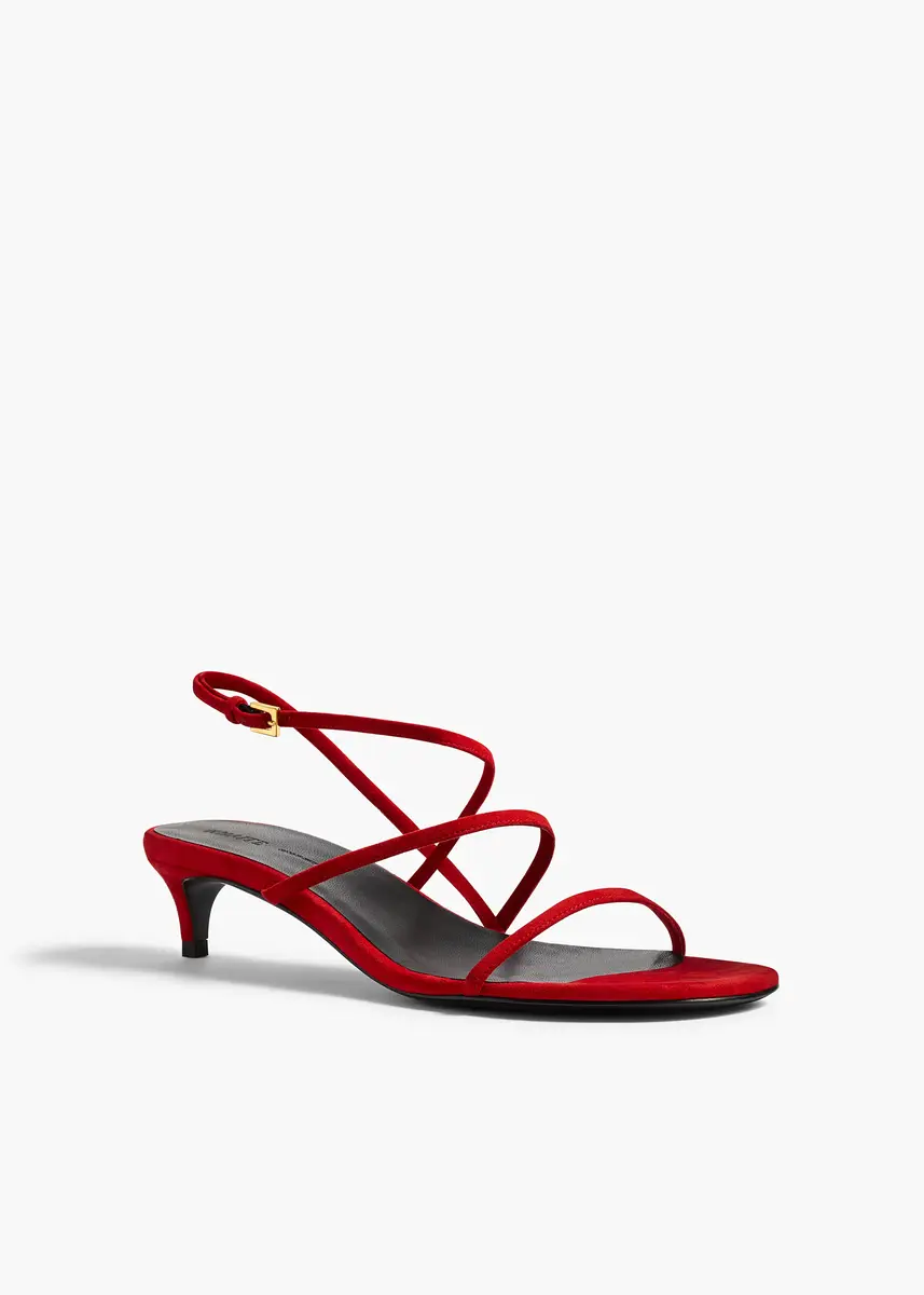 Khaite Loop Kitten Heel Sandal In Lipstick Suede | Thumbnail 2 Khaite Loop Kitten Heel Sandal In Lipstick Suede | Thumbnail 2