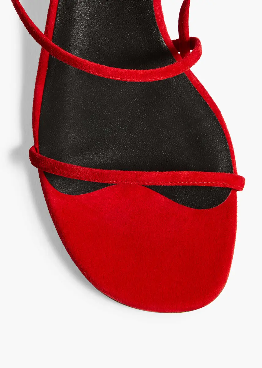 Khaite Loop Kitten Heel Sandal In Lipstick Suede | Thumbnail 3 Khaite Loop Kitten Heel Sandal In Lipstick Suede | Thumbnail 3