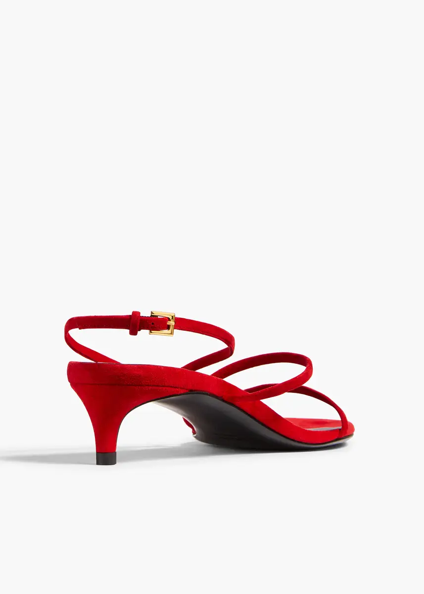 Khaite Loop Kitten Heel Sandal In Lipstick Suede | Thumbnail 4 Khaite Loop Kitten Heel Sandal In Lipstick Suede | Thumbnail 4