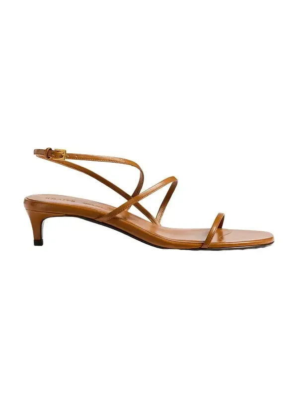 Loop Kitten Heel Sandal In Cuoio Leather Loop Kitten Heel Sandal In Cuoio Leather