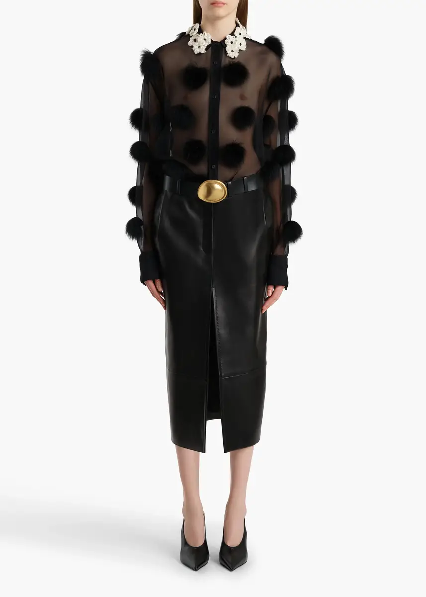 Khaite Naomi Top In Black With Fur Dot Embroidery | Thumbnail 2 Khaite Naomi Top In Black With Fur Dot Embroidery | Thumbnail 2