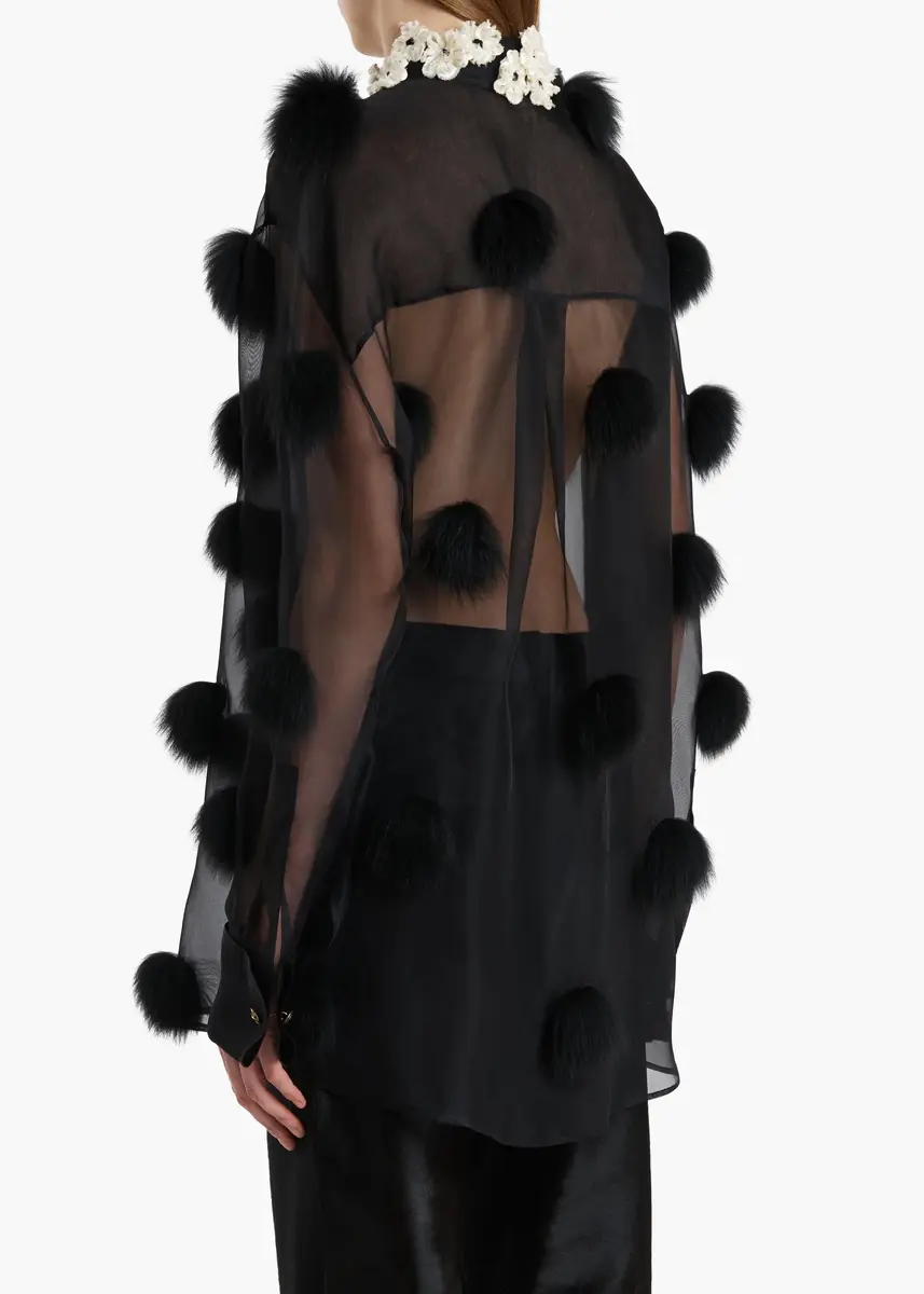 Khaite Naomi Top In Black With Fur Dot Embroidery | Thumbnail 4 Khaite Naomi Top In Black With Fur Dot Embroidery | Thumbnail 4