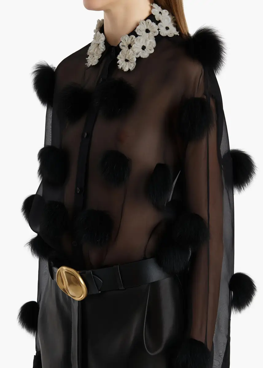 Khaite Naomi Top In Black With Fur Dot Embroidery | Thumbnail 5 Khaite Naomi Top In Black With Fur Dot Embroidery | Thumbnail 5