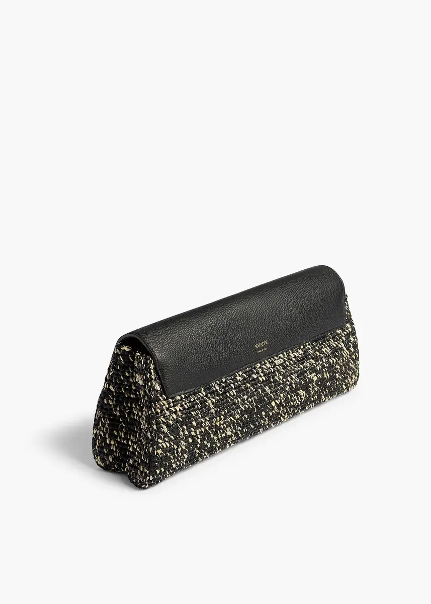Khaite Audrey Clutch In Black And White Marled Raffia | Thumbnail 2 Khaite Audrey Clutch In Black And White Marled Raffia | Thumbnail 2
