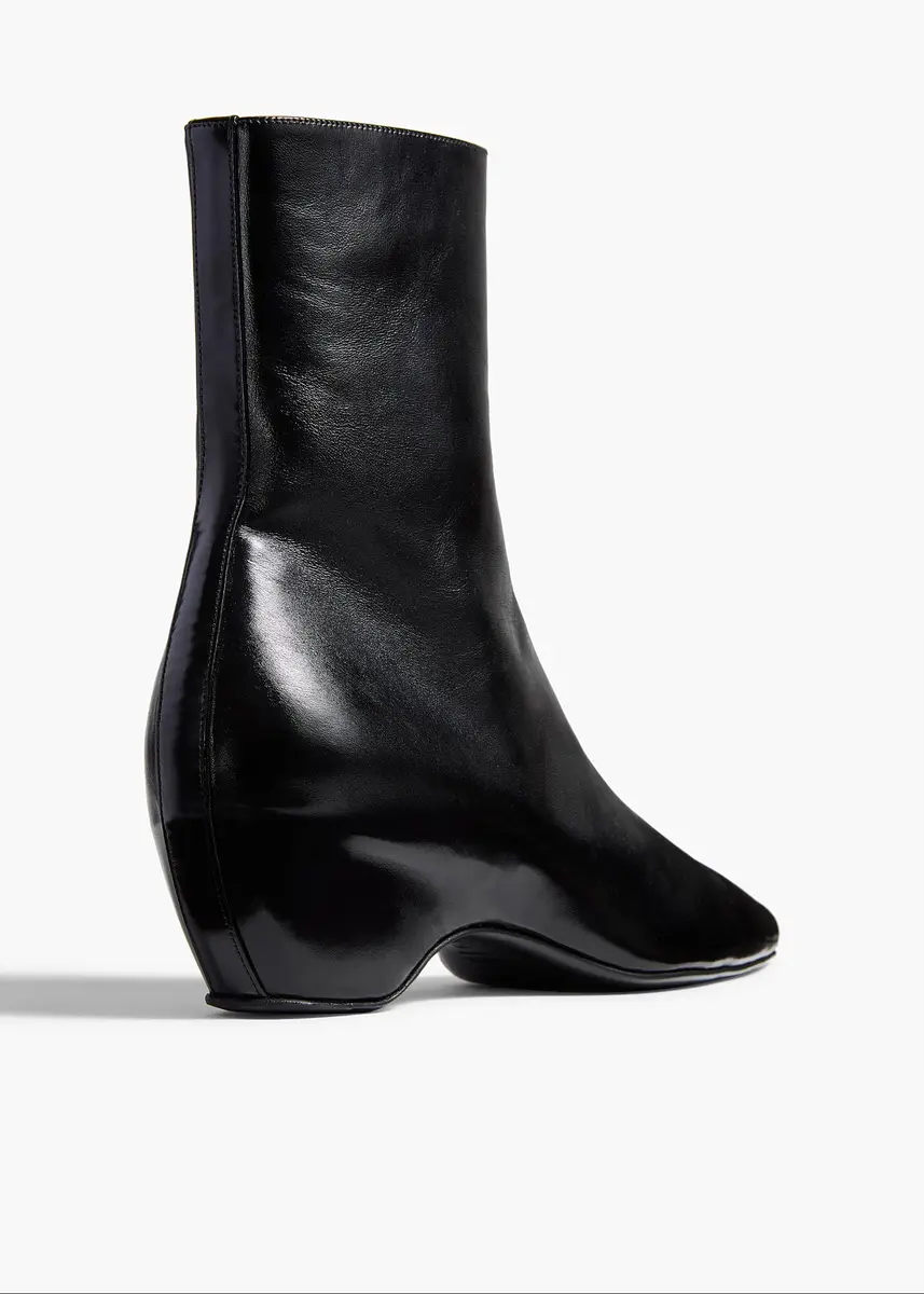 Khaite Sybil Ankle Boot In Black Glazed Leather | Thumbnail 3 Khaite Sybil Ankle Boot In Black Glazed Leather | Thumbnail 3