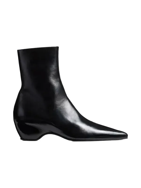 Sybil Ankle Boot In Black Glazed Leather Sybil Ankle Boot In Black Glazed Leather