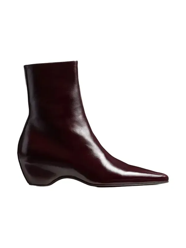 Sybil Ankle Boot In Bordeaux Glazed Leather Sybil Ankle Boot In Bordeaux Glazed Leather