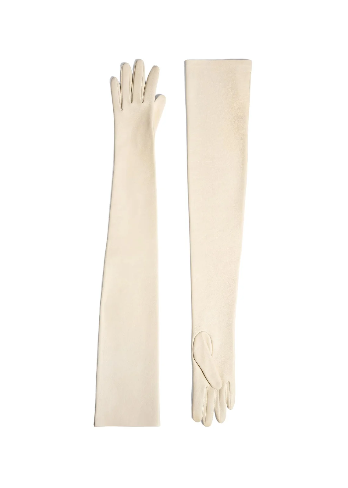 Khaite Remo Long Gloves In Cream Leather