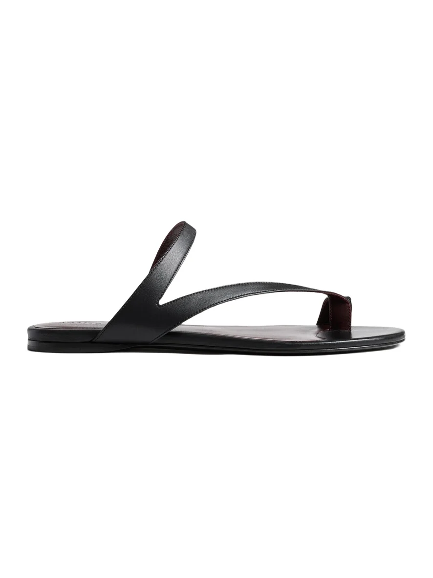 Khaite Aimee Flat Sandal In Black Leather