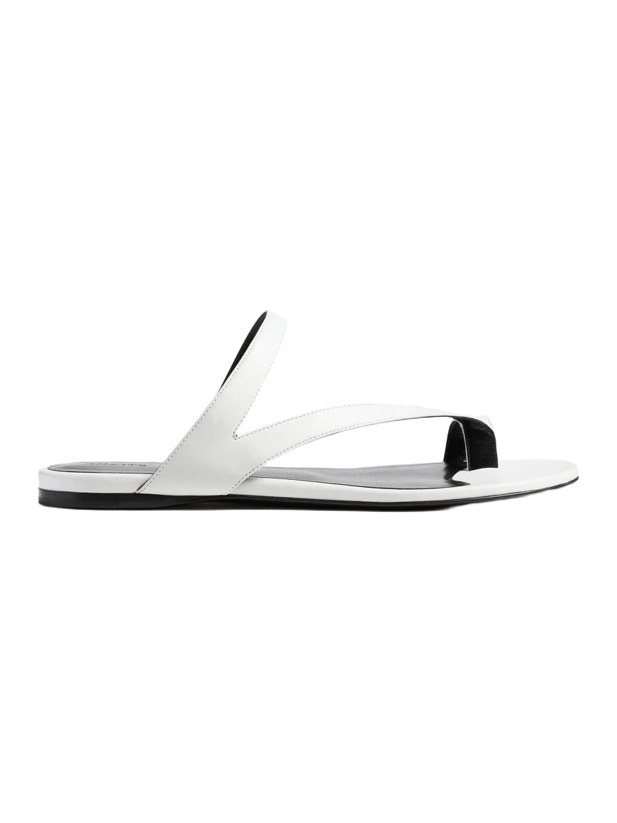 Khaite Aimee Flat Sandal In Optic White Leather